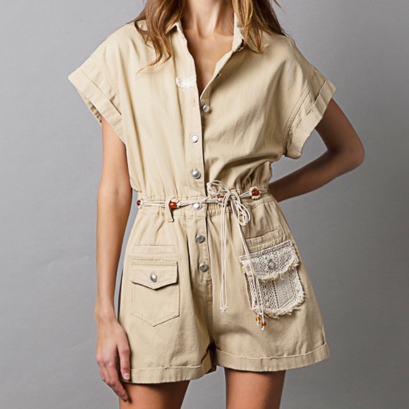 POL Tan Button-Up Jumpsuit - Picture 4 of 5